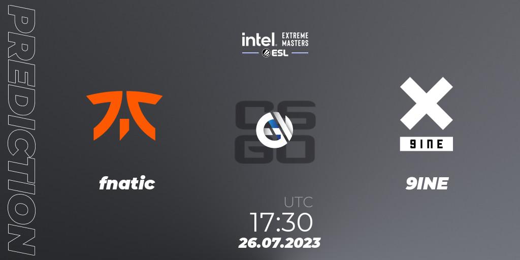 fnatic - 9INE: ennuste. 26.07.2023 at 19:00, Counter-Strike (CS2), IEM Cologne 2023 - Play-In