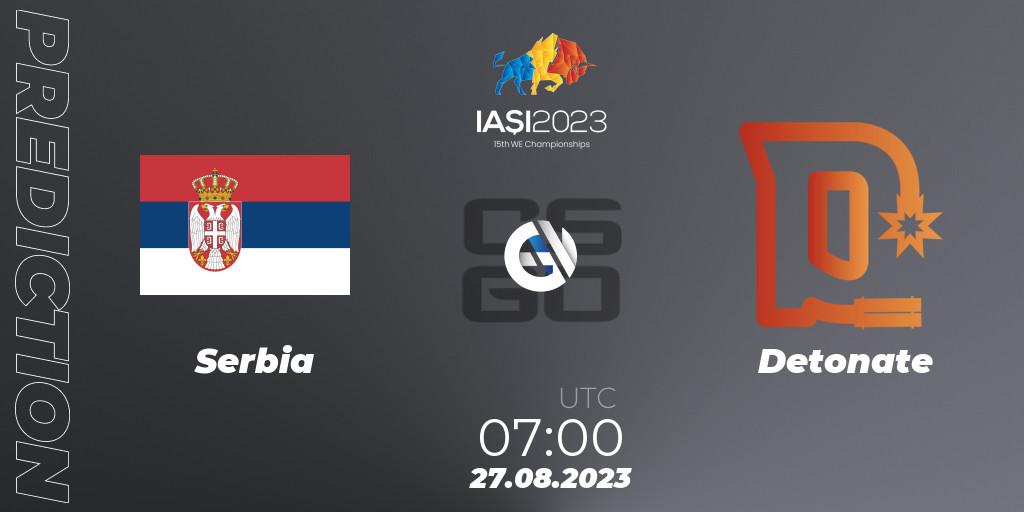 Serbia - Detonate: ennuste. 27.08.2023 at 12:30, Counter-Strike (CS2), IESF World Esports Championship 2023