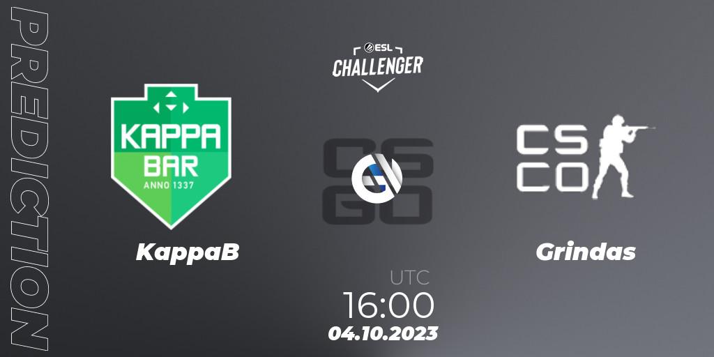 KappaB - Grindas: ennuste. 04.10.2023 at 16:00, Counter-Strike (CS2), ESL Challenger at DreamHack Winter 2023: European Open Qualifier