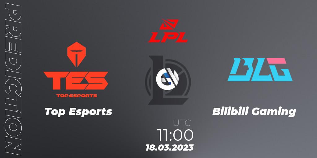 Top Esports - Bilibili Gaming: ennuste. 18.03.2023 at 11:15, LoL, LPL Spring 2023 - Group Stage