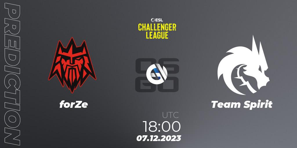 forZe - Team Spirit: ennuste. 07.12.2023 at 18:00, Counter-Strike (CS2), ESL Challenger League Season 46: Europe