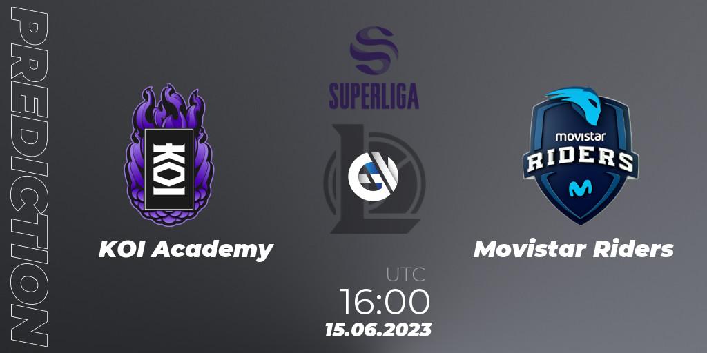 KOI Academy - Movistar Riders: ennuste. 15.06.2023 at 20:40, LoL, Superliga Summer 2023 - Group Stage