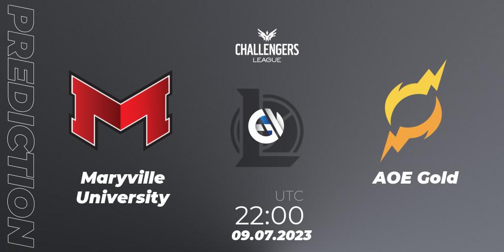 Maryville University - AOE Gold: ennuste. 09.07.2023 at 22:00, LoL, North American Challengers League 2023 Summer - Group Stage