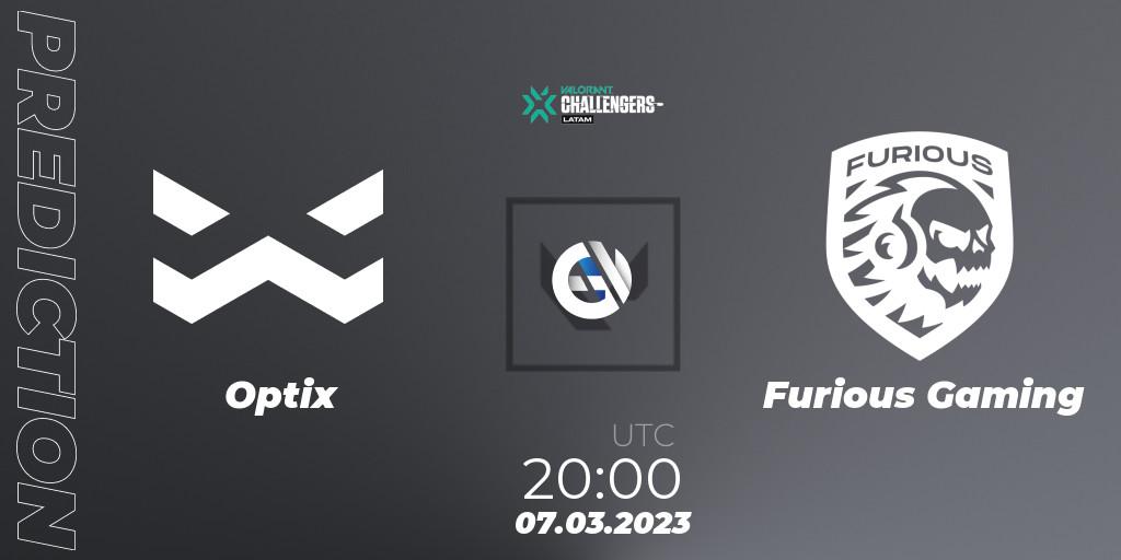 Optix - Furious Gaming: ennuste. 07.03.2023 at 20:00, VALORANT, VALORANT Challengers 2023: LAS Split 1