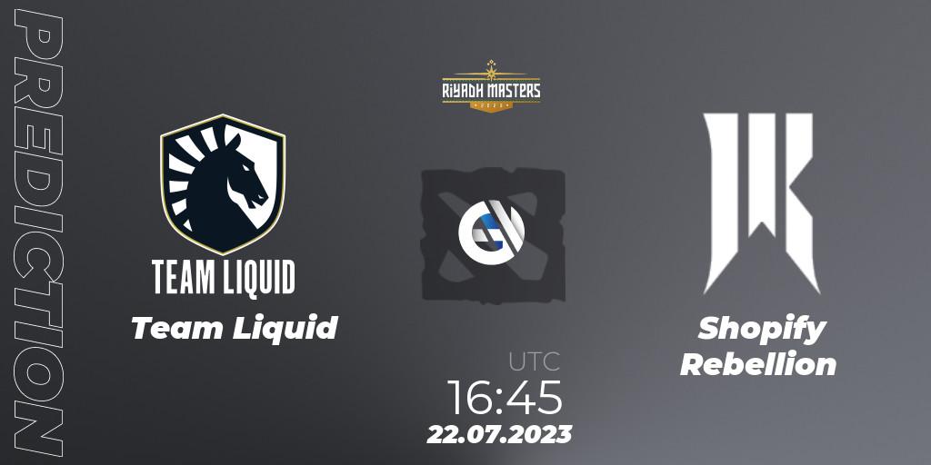 Team Liquid - Shopify Rebellion: ennuste. 22.07.2023 at 16:53, Dota 2, Riyadh Masters 2023 - Group Stage