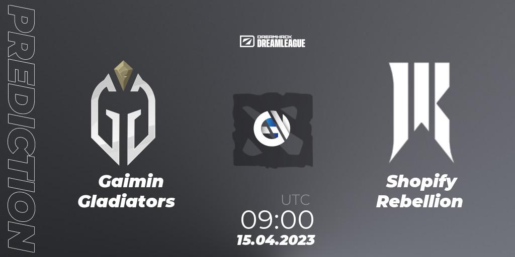 Gaimin Gladiators - Shopify Rebellion: ennuste. 15.04.2023 at 08:55, Dota 2, DreamLeague Season 19 - Group Stage 2
