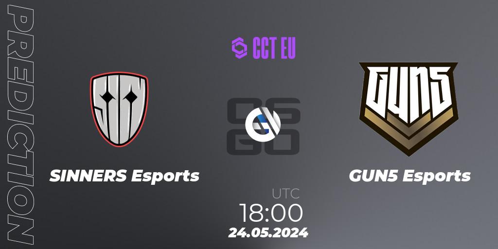 SINNERS Esports - GUN5 Esports: ennuste. 24.05.2024 at 18:00, Counter-Strike (CS2), CCT Season 2 Europe Series 4