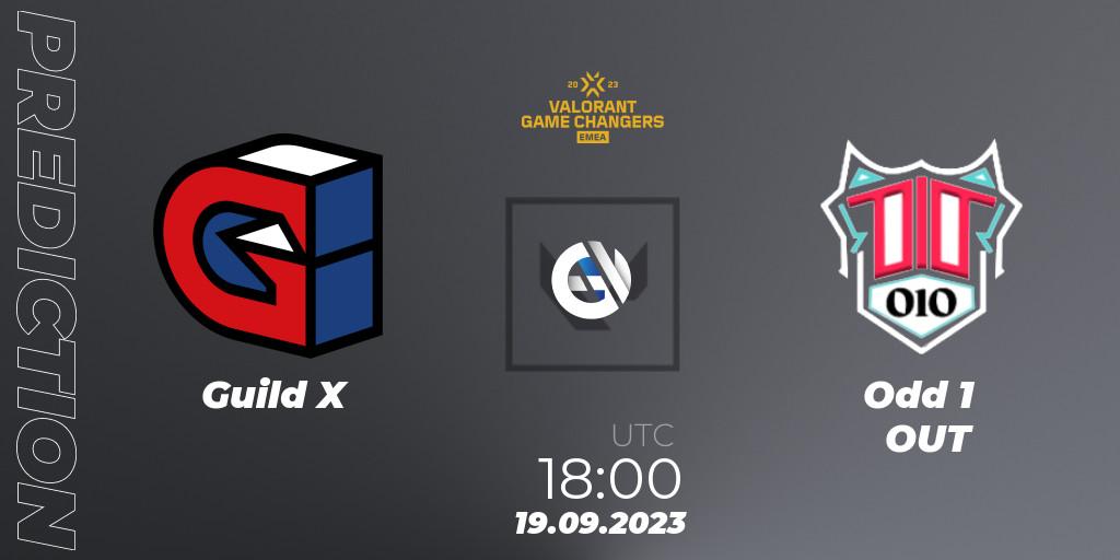 Guild X - Odd 1 OUT: ennuste. 19.09.2023 at 18:00, VALORANT, VCT 2023: Game Changers EMEA Stage 3 - Group Stage