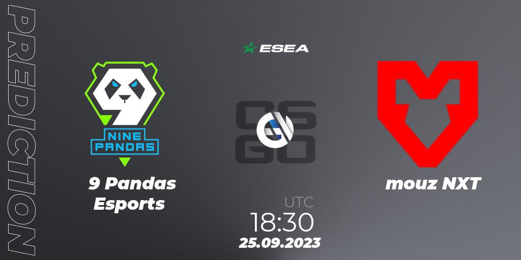 9 Pandas Esports - mouz NXT: ennuste. 26.09.2023 at 13:00, Counter-Strike (CS2), ESEA Advanced Season 46 Europe