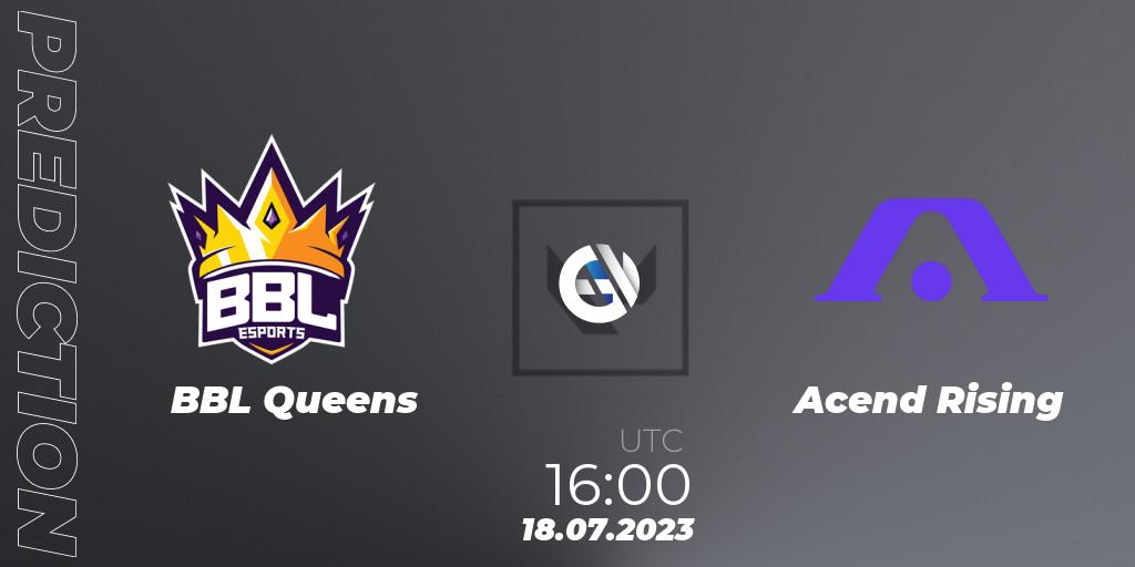 BBL Queens - Acend Rising: ennuste. 18.07.2023 at 16:10, VALORANT, VCT 2023: Game Changers EMEA Series 2 - Group Stage