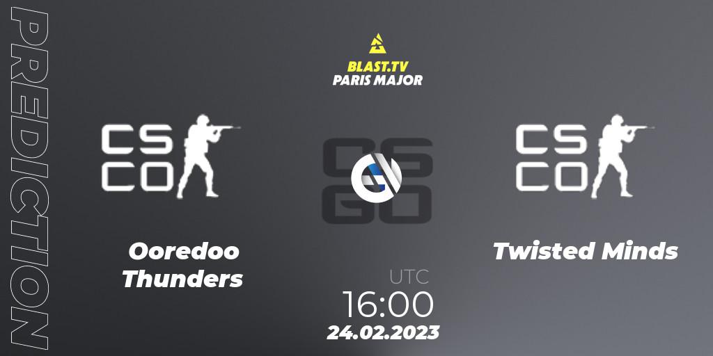 Ooredoo Thunders - Twisted Minds: ennuste. 24.02.2023 at 16:05, Counter-Strike (CS2), BLAST.tv Paris Major 2023 Middle East RMR Closed Qualifier