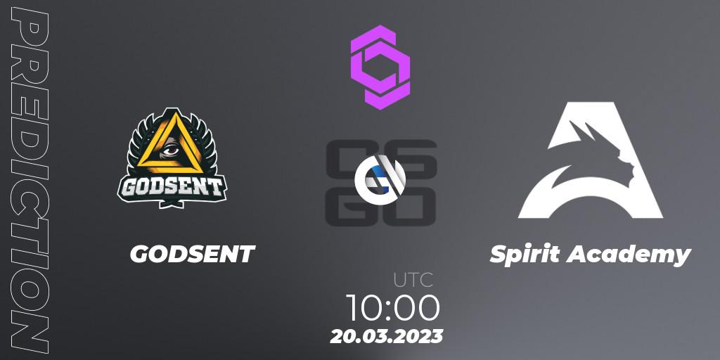 GODSENT - Spirit Academy: ennuste. 20.03.23, CS2 (CS:GO), CCT West Europe Series #2