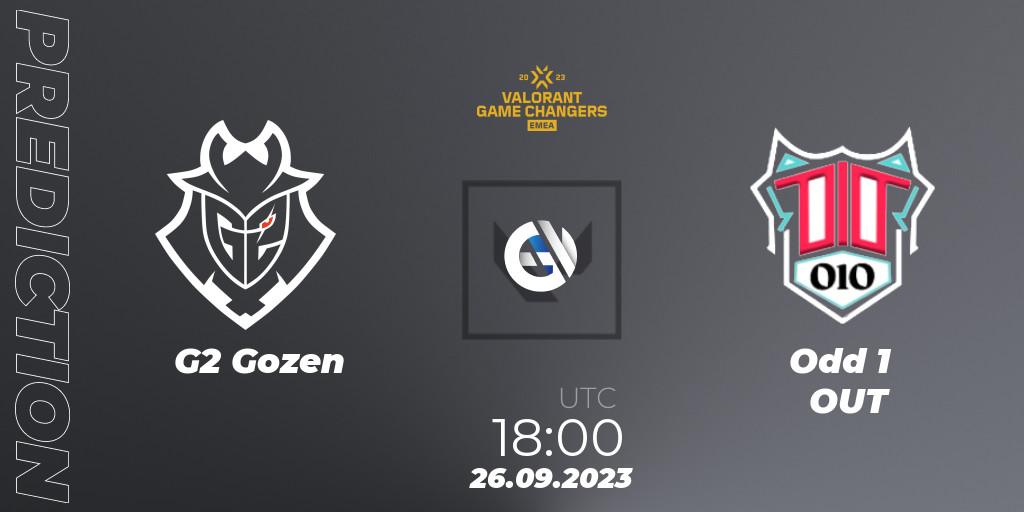 G2 Gozen - Odd 1 OUT: ennuste. 26.09.2023 at 18:00, VALORANT, VCT 2023: Game Changers EMEA Stage 3 - Group Stage