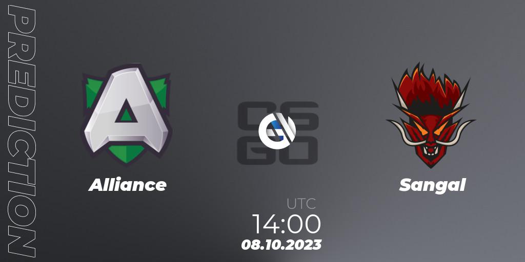 Alliance - Sangal: ennuste. 08.10.2023 at 14:00, Counter-Strike (CS2), A1 Gaming League Season 7