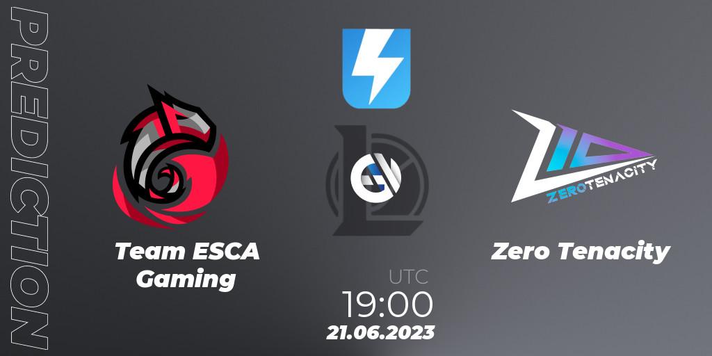 Team ESCA Gaming - Zero Tenacity: ennuste. 20.06.2023 at 19:15, LoL, Ultraliga Season 10 2023 Regular Season