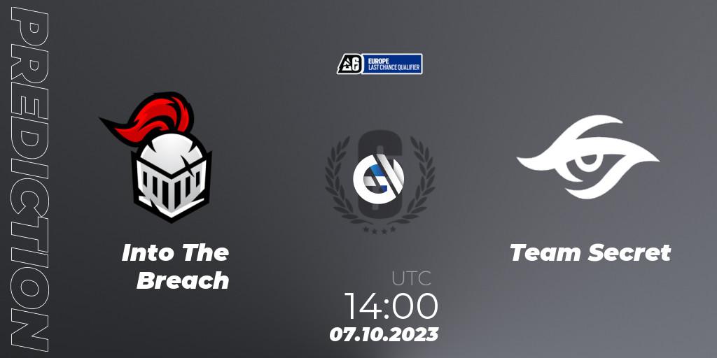 Into The Breach - Team Secret: ennuste. 07.10.2023 at 14:00, Rainbow Six, Europe League 2023 - Stage 2 - Last Chance Qualifiers