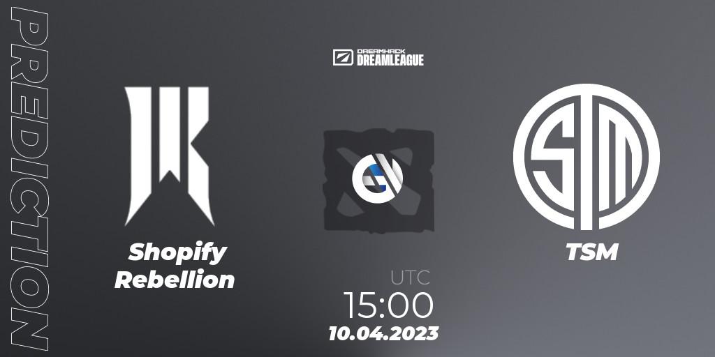 Shopify Rebellion - TSM: ennuste. 10.04.2023 at 15:04, Dota 2, DreamLeague Season 19 - Group Stage 1