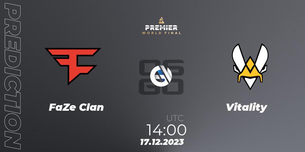 FaZe Clan - Vitality: ennuste. 17.12.2023 at 14:00, Counter-Strike (CS2), BLAST Premier World Final 2023