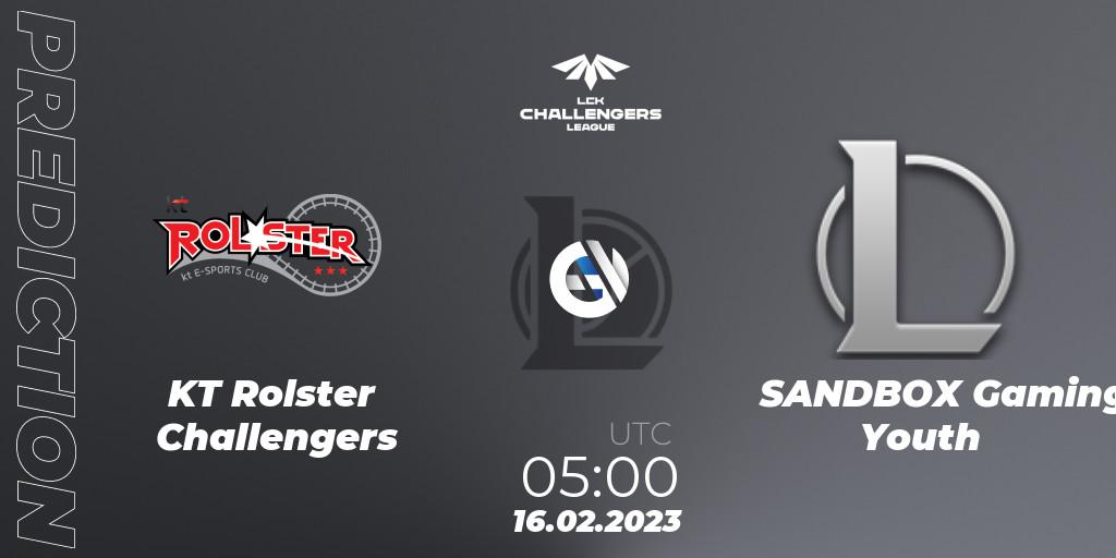 KT Rolster Challengers - SANDBOX Gaming Youth: ennuste. 16.02.2023 at 05:00, LoL, LCK Challengers League 2023 Spring