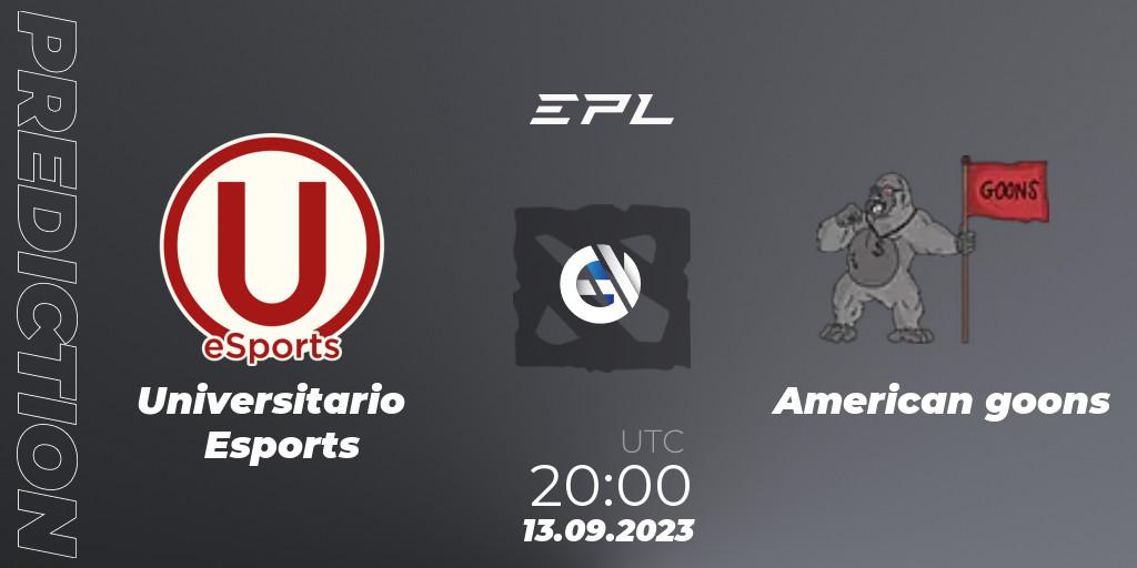 Universitario Esports - American goons: ennuste. 13.09.2023 at 20:03, Dota 2, EPL World Series: America Season 7