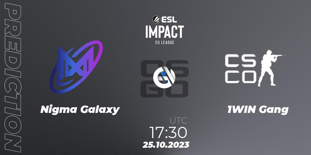 Nigma Galaxy - 1WIN Gang: ennuste. 25.10.2023 at 17:30, Counter-Strike (CS2), ESL Impact League Season 4: European Division