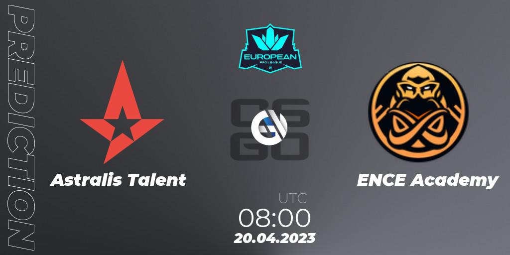Astralis Talent - ENCE Academy: ennuste. 20.04.2023 at 08:00, Counter-Strike (CS2), European Pro League Season 7