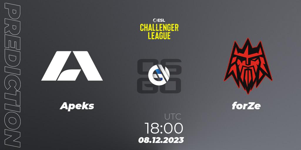 Apeks - forZe: ennuste. 08.12.2023 at 18:00, Counter-Strike (CS2), ESL Challenger League Season 46: Europe