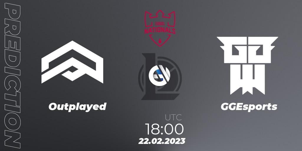 Outplayed - GGEsports: ennuste. 22.02.2023 at 18:00, LoL, PG Nationals Spring 2023 - Group Stage
