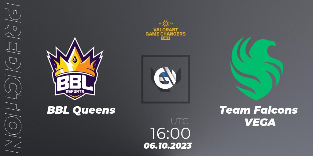 BBL Queens - Team Falcons VEGA: ennuste. 06.10.2023 at 16:00, VALORANT, VCT 2023: Game Changers EMEA Stage 3 - Playoffs