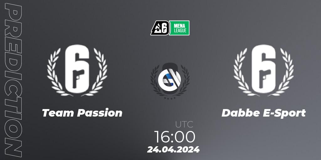 Team Passion - Dabbe E-Sport: ennuste. 24.04.2024 at 16:00, Rainbow Six, MENA League 2024 - Stage 1