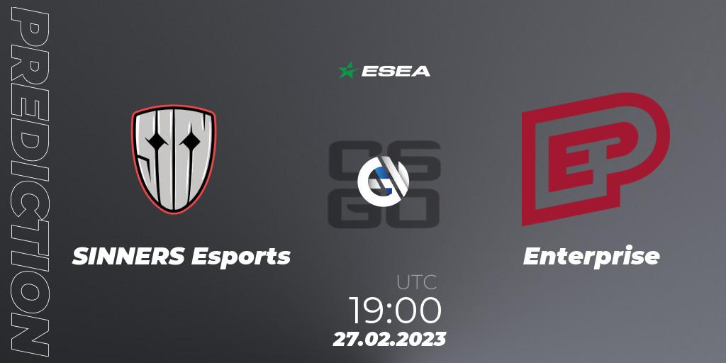 SINNERS Esports - Enterprise: ennuste. 03.03.2023 at 14:00, Counter-Strike (CS2), ESEA Season 44: Advanced Division - Europe