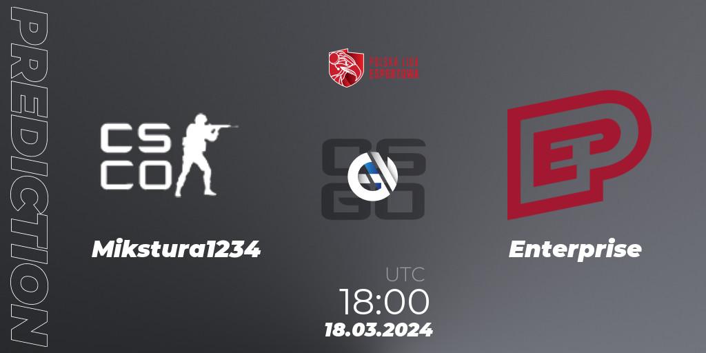 Mikstura1234 - Enterprise: ennuste. 18.03.2024 at 18:00, Counter-Strike (CS2), Polska Liga Esportowa 2024: Split #1