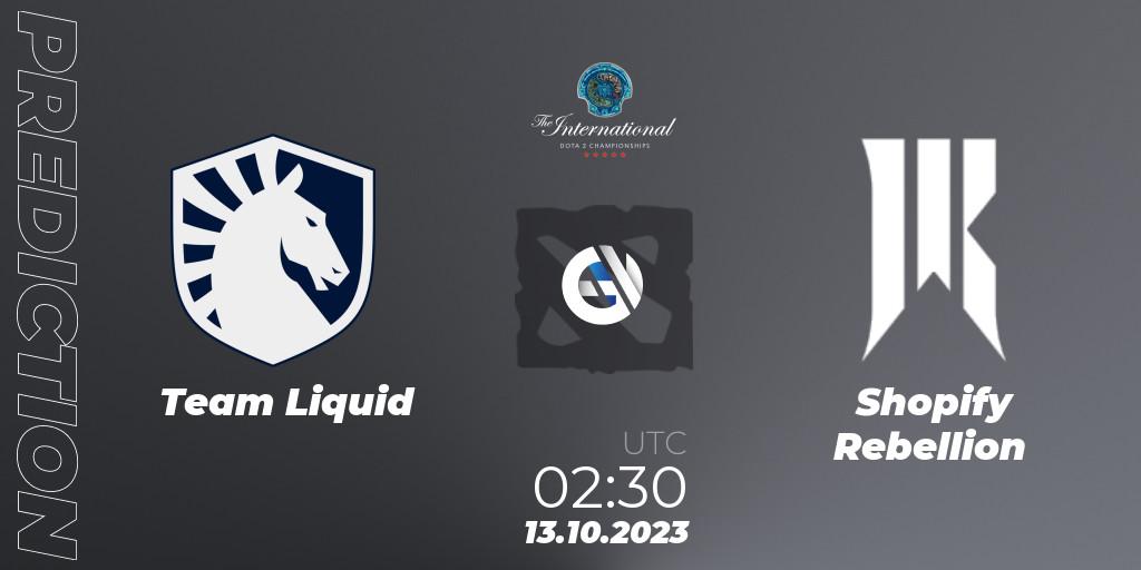 Team Liquid - Shopify Rebellion: ennuste. 13.10.2023 at 02:49, Dota 2, The International 2023 - Group Stage