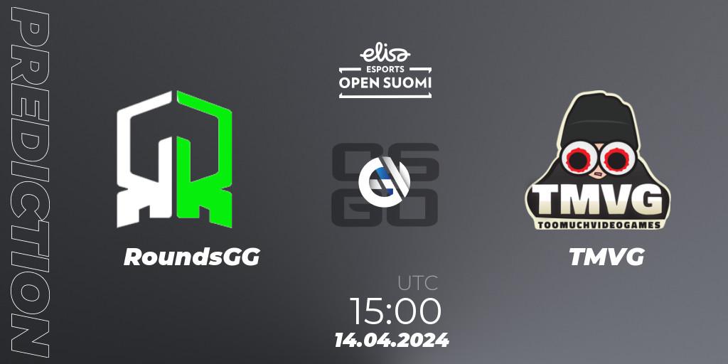 RoundsGG - TMVG: ennuste. 14.04.2024 at 15:00, Counter-Strike (CS2), Elisa Open Suomi Season 6