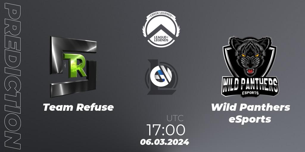 Team Refuse - Wild Panthers eSports: ennuste. 06.03.2024 at 17:00, LoL, GLL Spring 2024