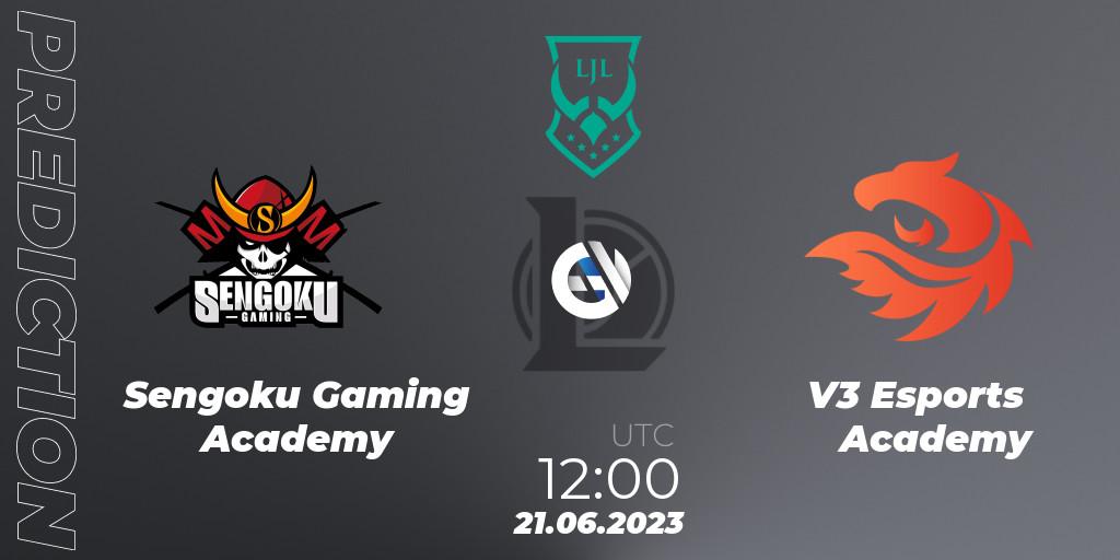 Sengoku Gaming Academy - V3 Esports Academy: ennuste. 21.06.2023 at 12:00, LoL, LJL Academy 2023 - Group Stage