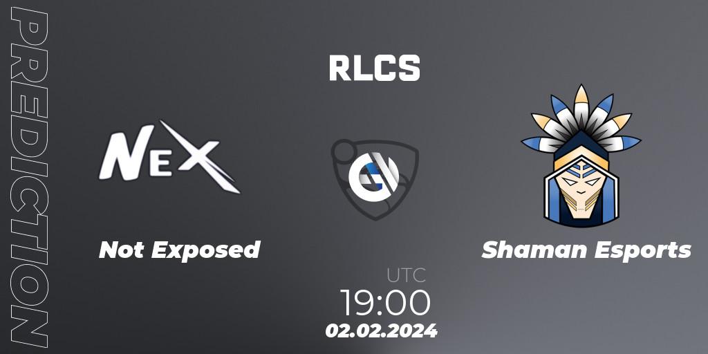 Not Exposed - Shaman Esports: ennuste. 02.02.2024 at 19:00, Rocket League, RLCS 2024 - Major 1: SAM Open Qualifier 1