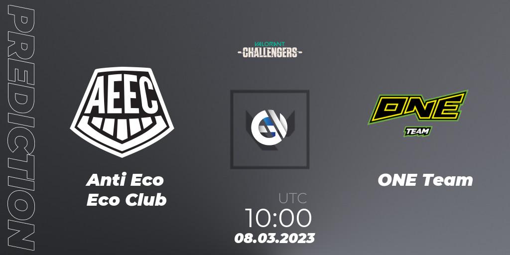 Anti Eco Eco Club - ONE Team: ennuste. 08.03.2023 at 10:00, VALORANT, VALORANT Challengers 2023: Hong Kong and Taiwan Split 1