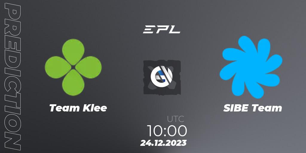 Team Klee - SIBE Team: ennuste. 25.12.2023 at 10:04, Dota 2, European Pro League Season 15