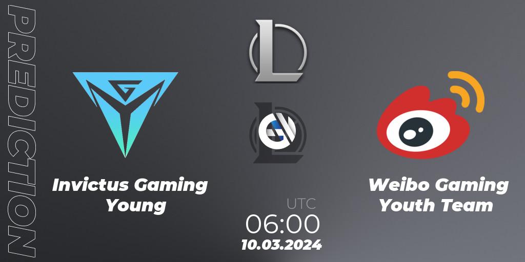 Invictus Gaming Young - Weibo Gaming Youth Team: ennuste. 10.03.24, LoL, LDL 2024 - Stage 1