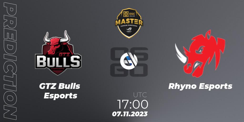 GTZ Bulls Esports - Rhyno Esports: ennuste. 07.11.23, CS2 (CS:GO), Master League Portugal Season 12: Online Stage