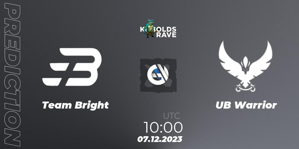 Team Bright - UB Warrior: ennuste. 07.12.2023 at 10:04, Dota 2, Kobolds Rave