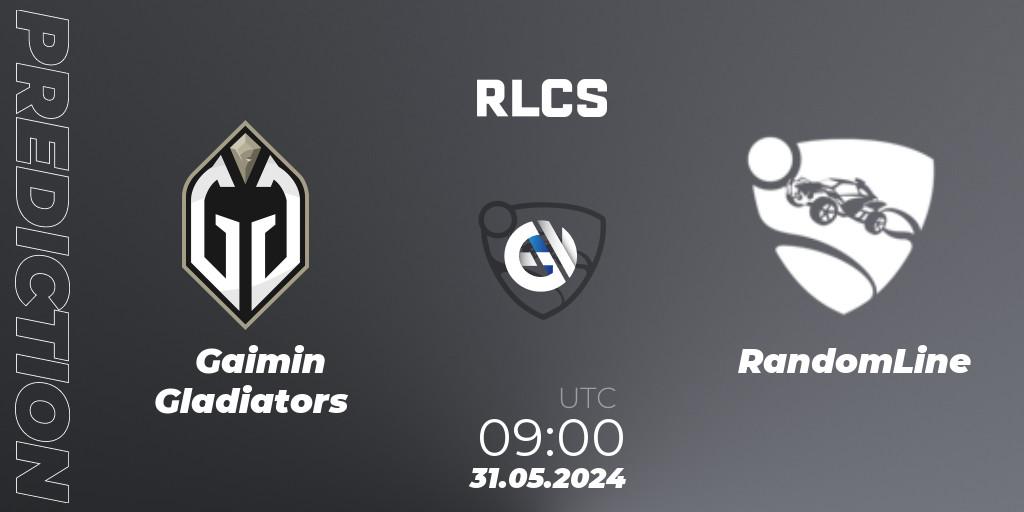 Gaimin Gladiators - RandomLine: ennuste. 31.05.2024 at 09:00, Rocket League, RLCS 2024 - Major 2: APAC Open Qualifier 6
