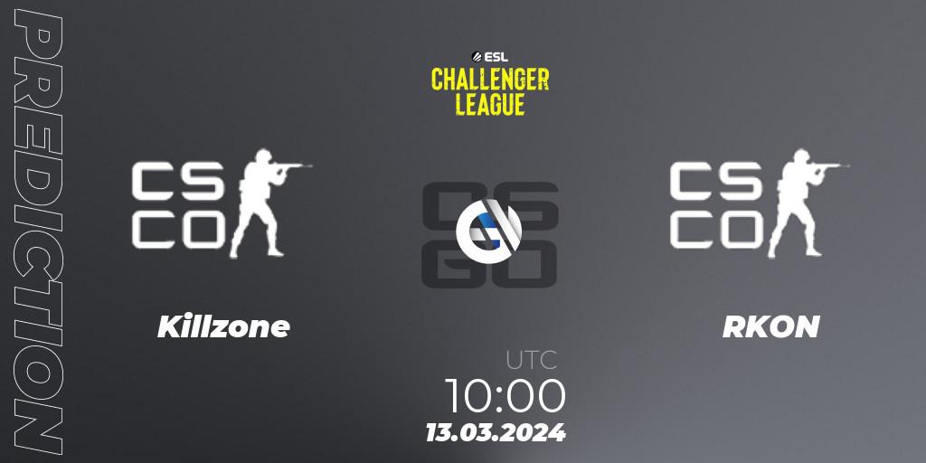 Killzone - RKON: ennuste. 13.03.2024 at 10:00, Counter-Strike (CS2), ESL Challenger League Season 47: Oceania