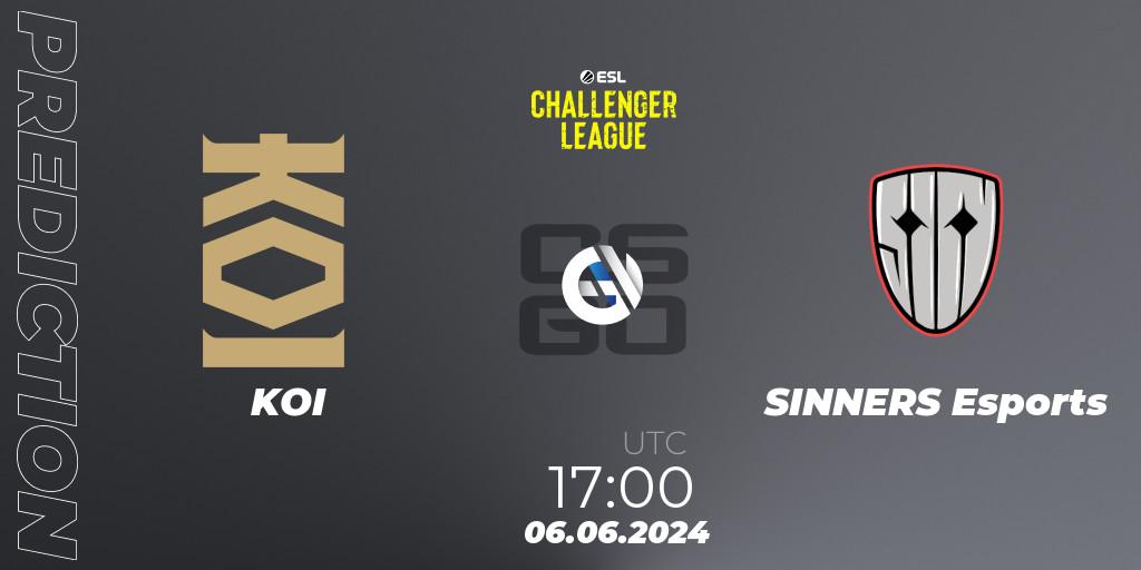 KOI - SINNERS Esports: ennuste. 06.06.2024 at 17:00, Counter-Strike (CS2), ESL Challenger League Season 47: Europe