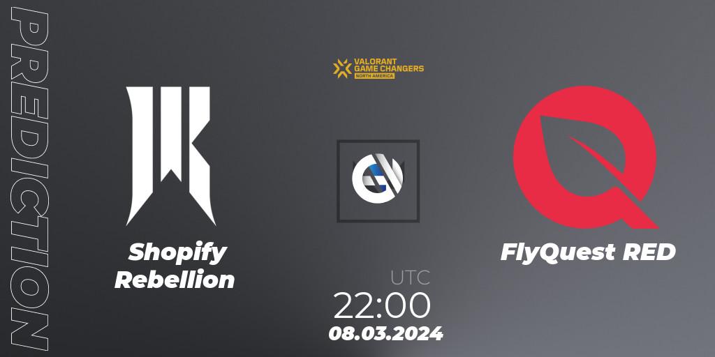 Shopify Rebellion - FlyQuest RED: ennuste. 08.03.2024 at 22:00, VALORANT, VCT 2024: Game Changers North America Series Series 1