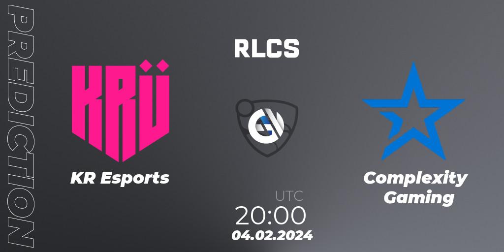 KRÜ Esports - Complexity Gaming: ennuste. 04.02.24, Rocket League, RLCS 2024 - Major 1: SAM Open Qualifier 1