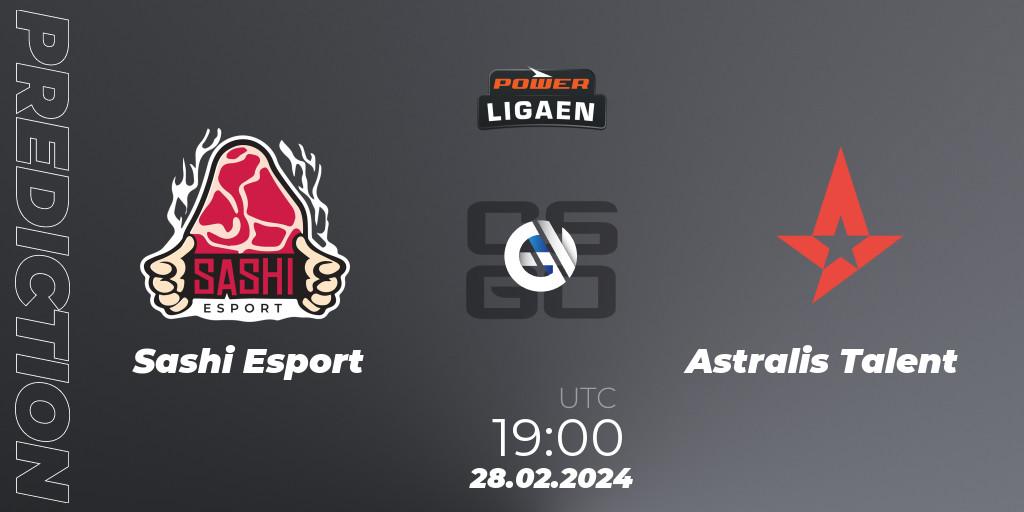 Sashi Esport - Astralis Talent: ennuste. 28.02.2024 at 19:00, Counter-Strike (CS2), Dust2.dk Ligaen Season 25