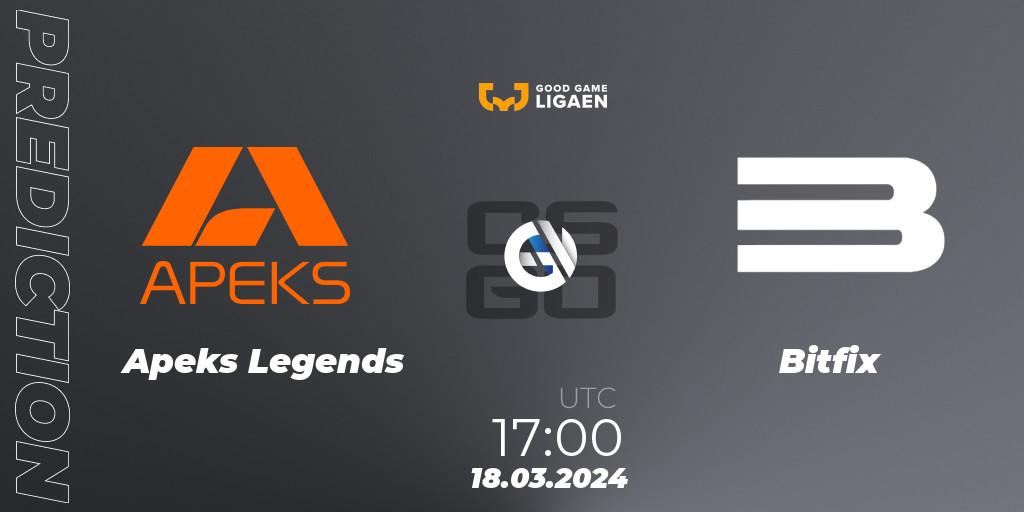 Apeks Legends - Bitfix: ennuste. 18.03.24, CS2 (CS:GO), Good Game-ligaen Spring 2024