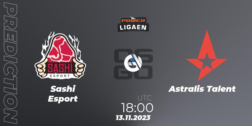  Sashi Esport - Astralis Talent: ennuste. 13.11.2023 at 18:00, Counter-Strike (CS2), Dust2.dk Ligaen Season 24: Regular Season